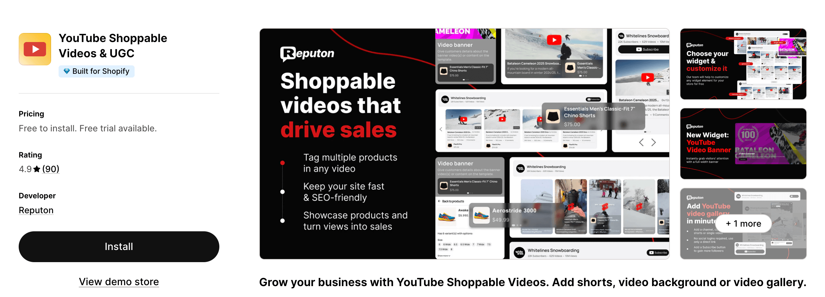 YouTube Shoppable Videos and UGC Shopify app