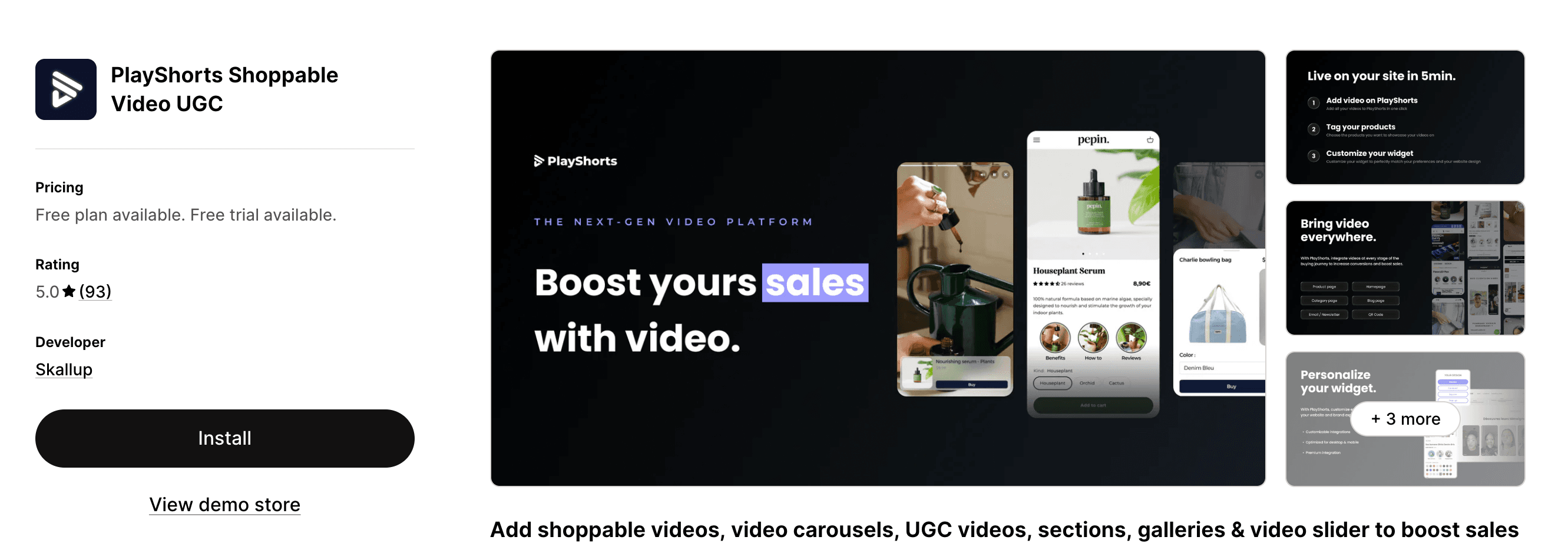 PlayShorts Shoppable Video UGC Shopify app